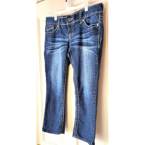 Maurices Womens Straight Leg Jeans (7/8) Short Stretch Dark Wash - Picture 2 of 8